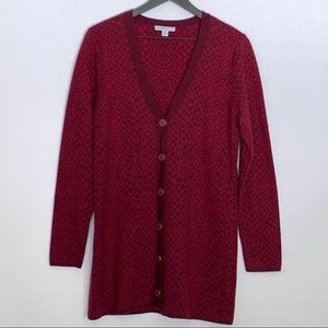 Isaac Mizrahi Live Burgundy Snake Print Cardigan